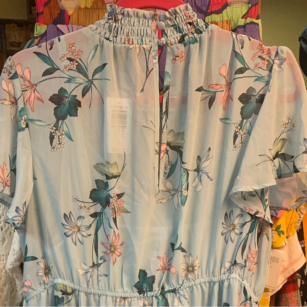 Torrid blue mini floral chiffon dress Sz 1x-14-16. NWT! - Picture 9 of 14
